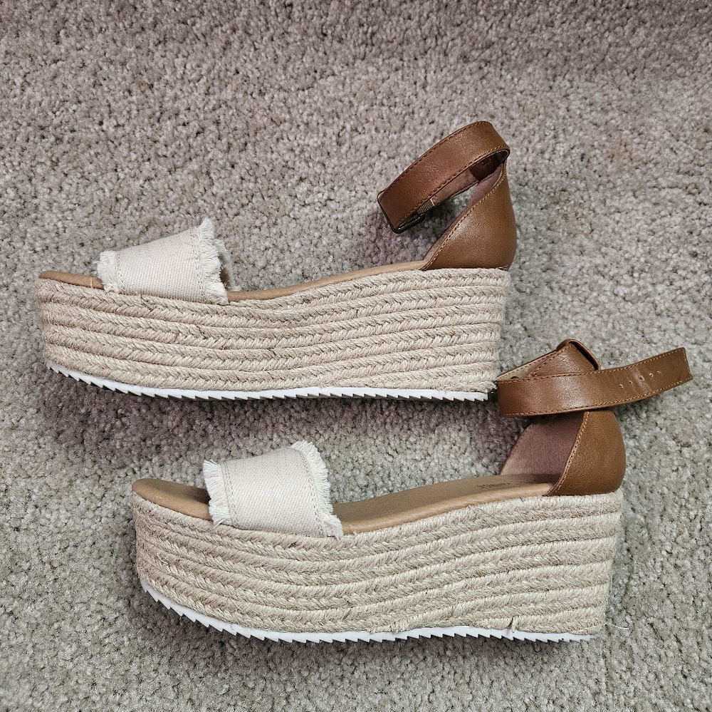Cream and tan espadrilles
